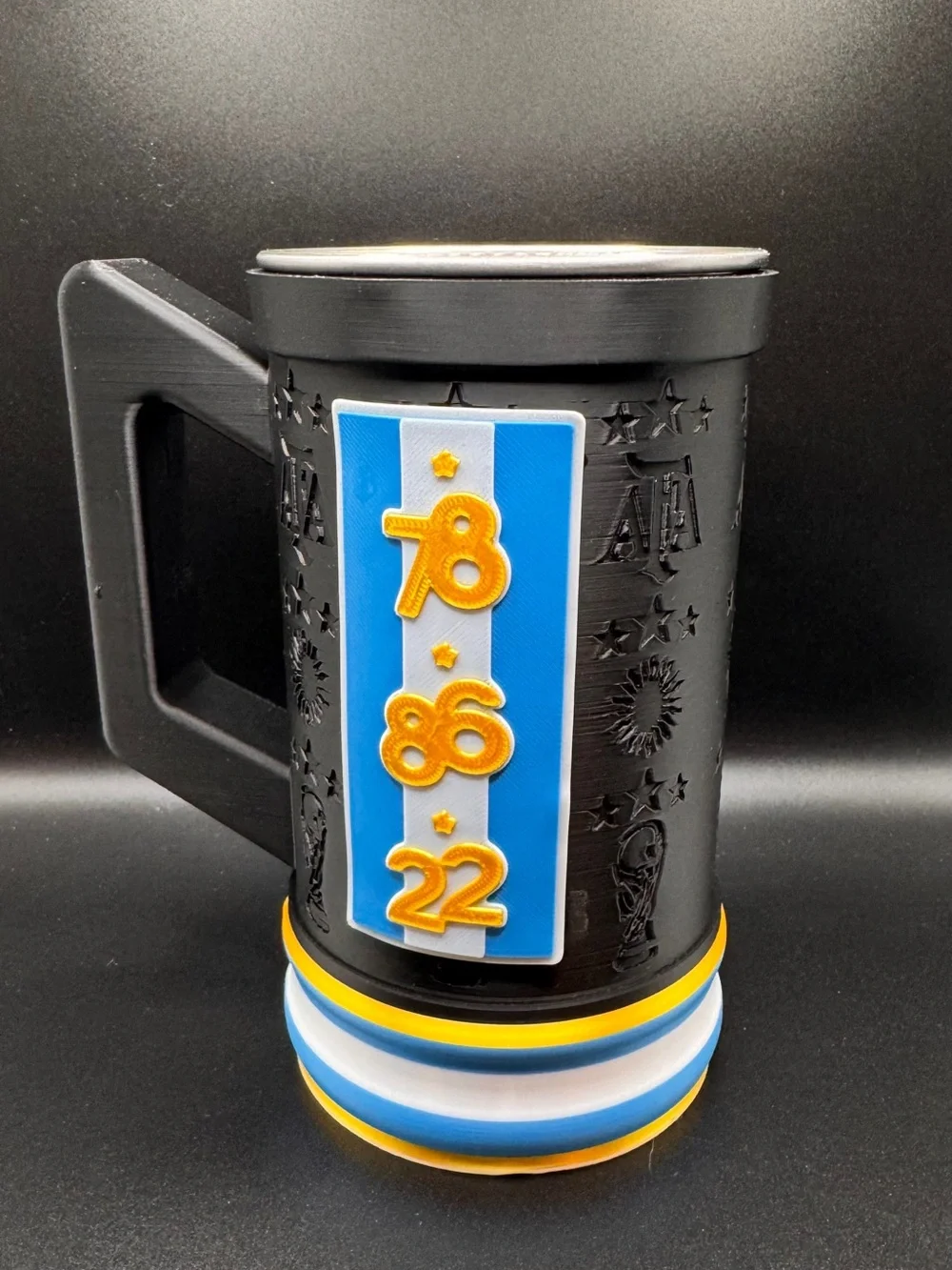 Argentina AFA Crest Travel Mug - Black with Blue, White & Gold Accents